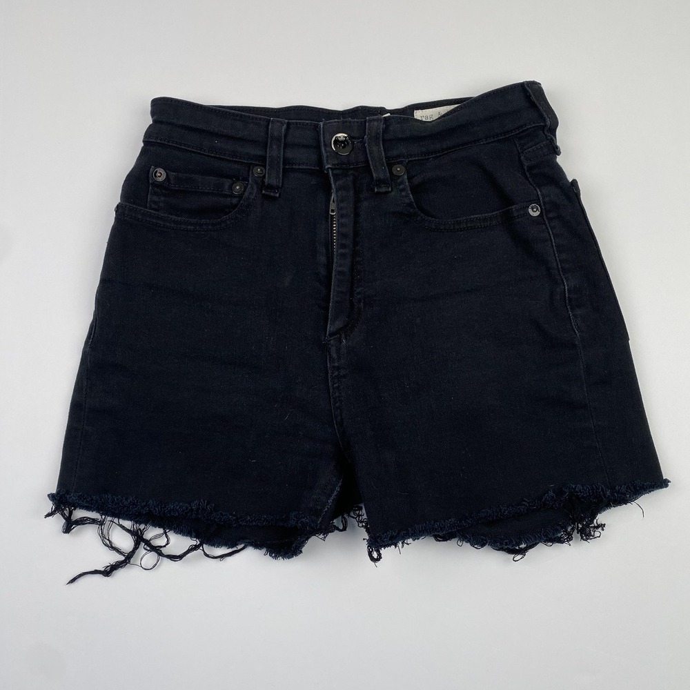 Rag & Bone Nina High-Rise Cutoff Denim Shorts Black 25 WDD19F2664O1SB